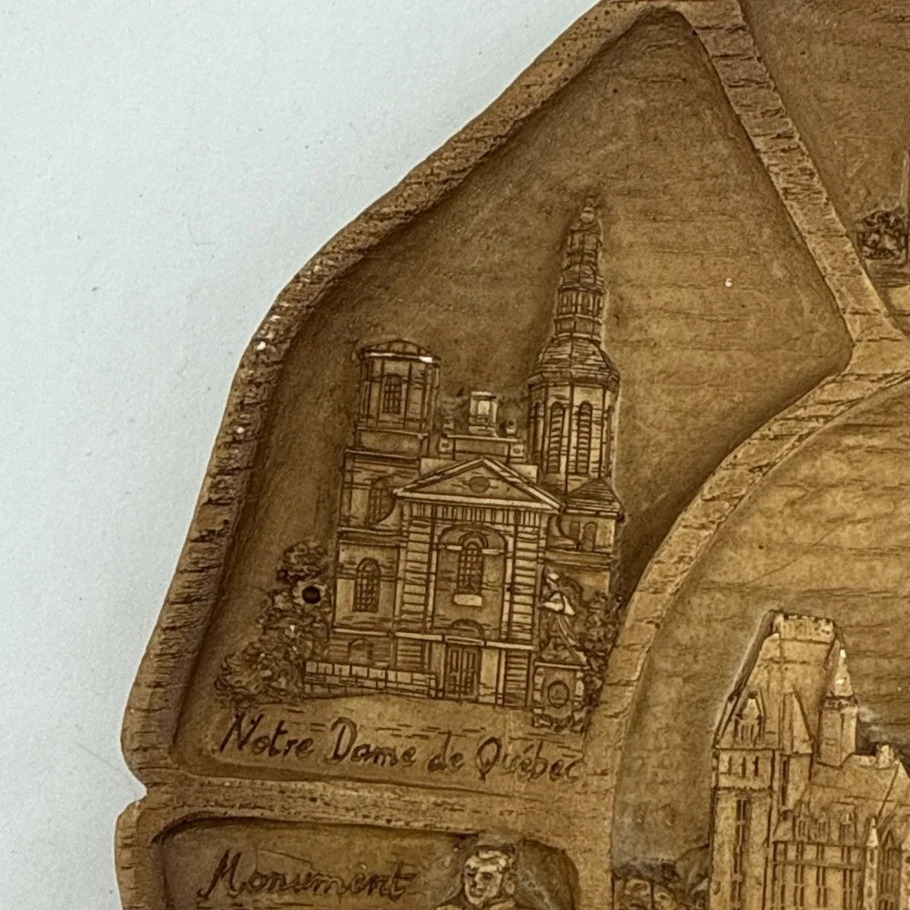 Vintage Carved Resin 3D Wall Plate Quebec Canada 9